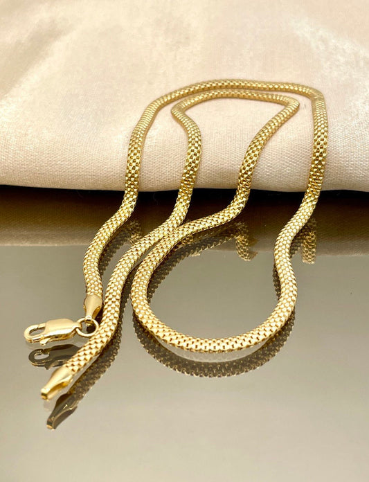 18Karat Gold Snake Necklace Chain,Real 18Karat Gold,Yellow Gold(3mm)Thick,Birthday Gift, Gift For Men/Women,Anniversary Gift,Gift FOR Mom.