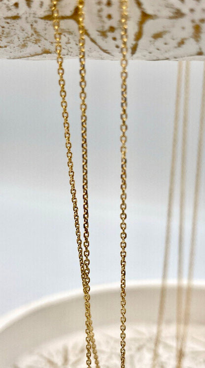 18Karat Gold Cable Necklace Chain,Real Solid 18K Gold,(1mm)Thick Diamond Cut,Birthday Gift,Gift For Men/Women,Gift For Mom,Anniversary Gift.