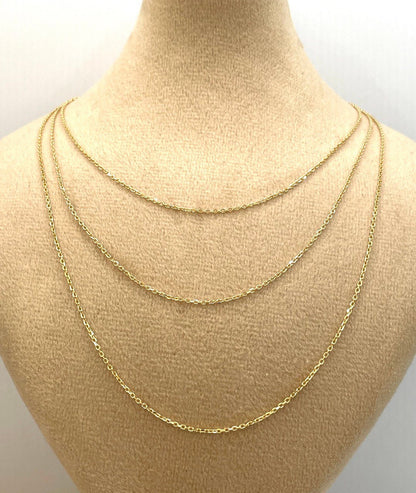 18Karat Gold Cable Necklace Chain,Real Solid 18K Gold,(1mm)Thick Diamond Cut,Birthday Gift,Gift For Men/Women,Gift For Mom,Anniversary Gift.
