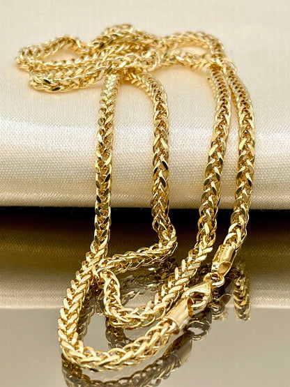 18Karat Gold Franco Necklace Chain,Real Solid 18Karat Gold(2.8mm)Thick,Yellow Gold,Chunky Necklace Chain,Birthday Gift,Gift for Men/Women.