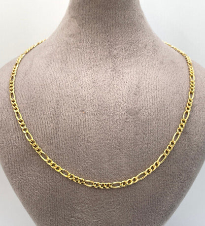 18K Gold Figaro Necklace Chain,Real Solid 18K gold,(2.8mm)Thick Yellow Gold,Birthday Gift,Anniversary Gift,Gift For Men/Women,Partner Gift.