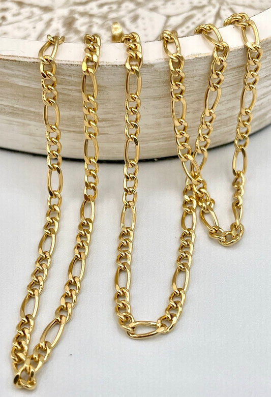 18K Gold Figaro Necklace Chain,Real Solid 18K gold,(2.8mm)Thick Yellow Gold,Birthday Gift,Anniversary Gift,Gift For Men/Women,Partner Gift.