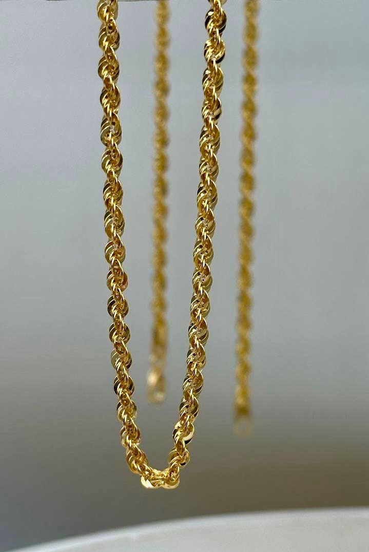 18Karat Gold Rope Chain Necklace Chain,Real Solid 18K Gold,(2.6mm)Thick,Yellow Gold,Birthday Gift,Anniversary Gift,PartnerGift For Men/Women