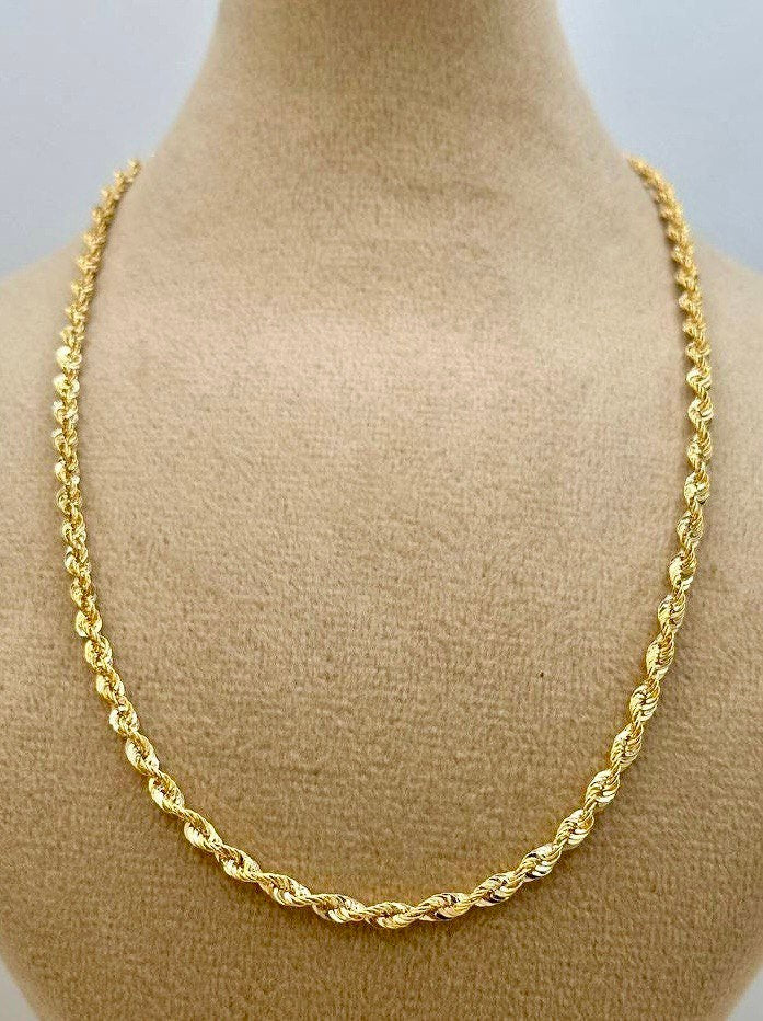 18Karat Gold Rope Chain Necklace Chain,Real Solid 18K Gold,(2.6mm)Thick,Yellow Gold,Birthday Gift,Anniversary Gift,PartnerGift For Men/Women