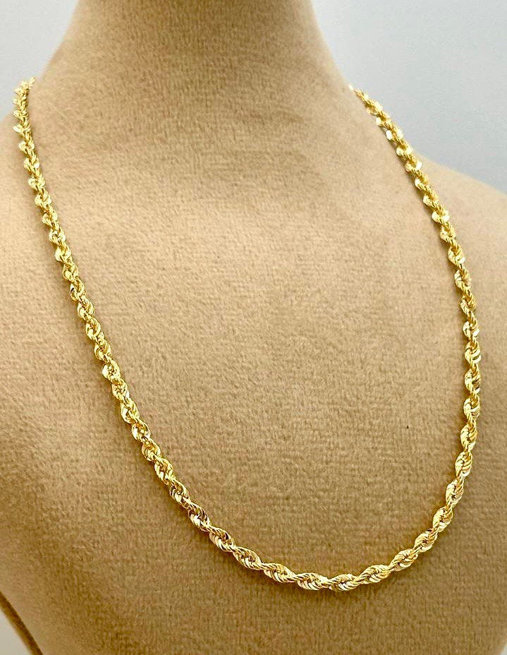 18Karat Gold Rope Chain Necklace Chain,Real Solid 18K Gold,(2.6mm)Thick,Yellow Gold,Birthday Gift,Anniversary Gift,PartnerGift For Men/Women