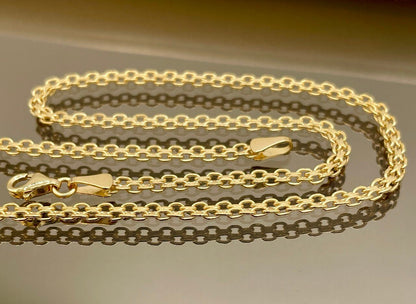 18k Gold Bismark Chain Necklace (2.8mm) Real 18K Gold Chain Necklace, Retro Bismarck Chain, Vintage Look Chain, Elegant Jewelry,Gift for Her