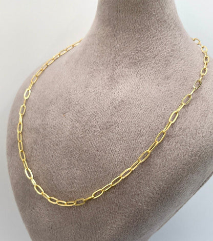 18Karat Gold Paperclip Necklace Chain,Real Solid Gold(2.7mm)Thick,Gift For Mom,Birthday Gift,Anniversary Gift,Partner Gift for Men/Women.