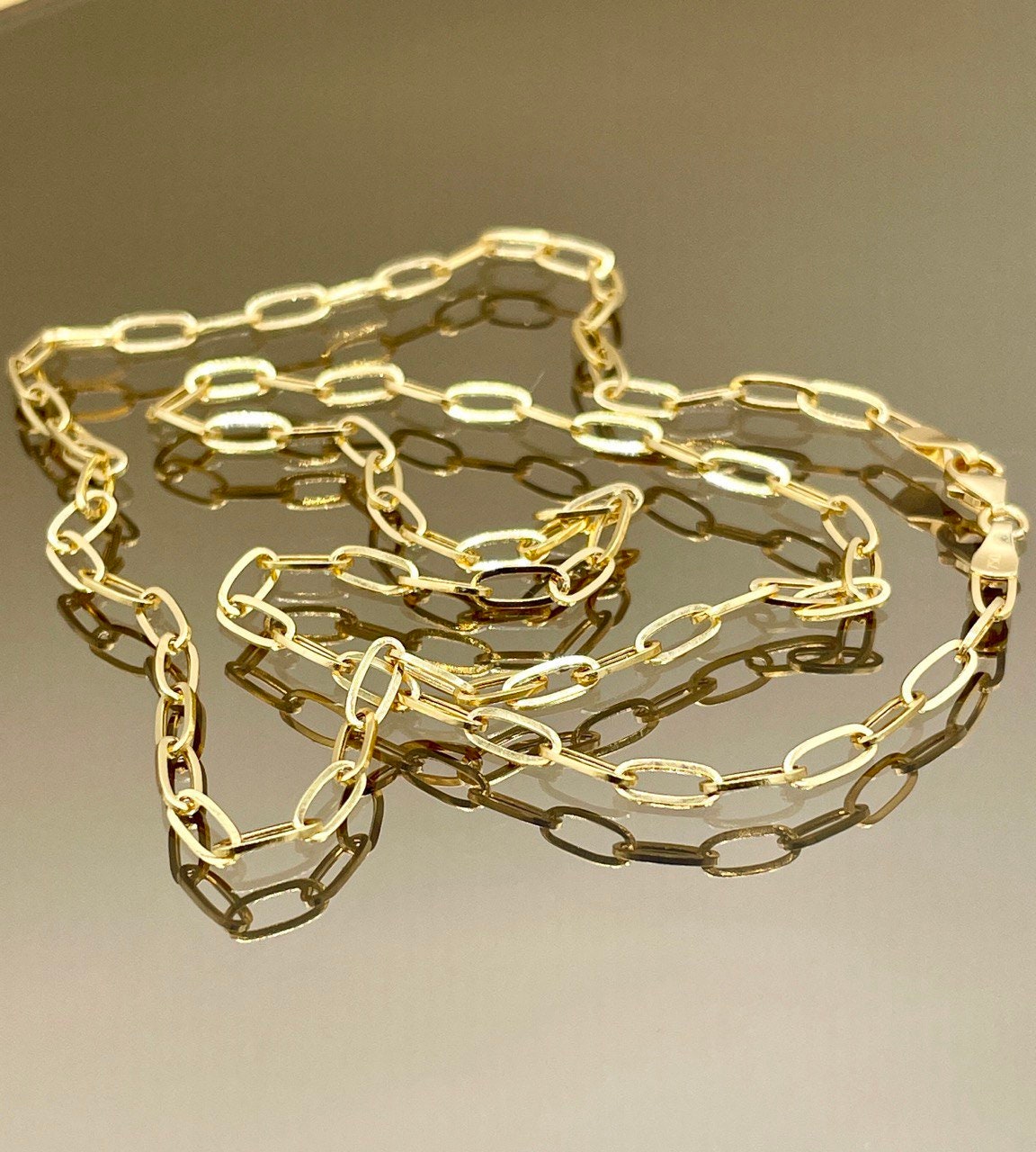 18Karat Gold Paperclip Necklace Chain,Real Solid Gold(2.7mm)Thick,Gift For Mom,Birthday Gift,Anniversary Gift,Partner Gift for Men/Women.