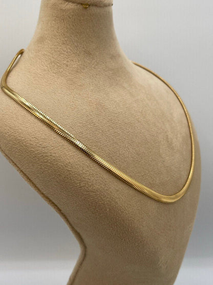 18Karat Gold Herringbone Necklace,Real Solid Gold,Yellow Gold,(3.5mm)Thick,Birthday Gift, Gift For Partner Men/Women,Anniversary Gift.