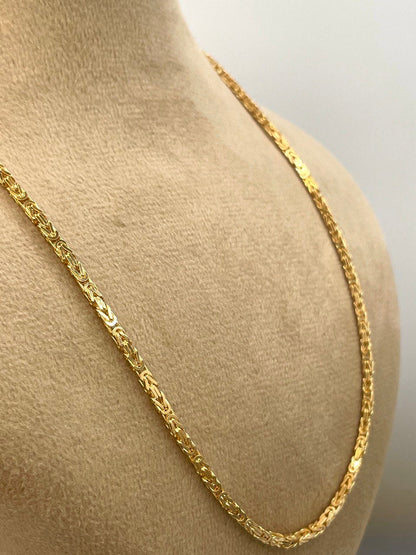 18Karat Gold Byzantine Necklace Chain,Solid Gold,Heavy Necklace Chain,(2mm)Thick,Birthday Gift,Anniversary Gift,Partner Gift Men/Women.