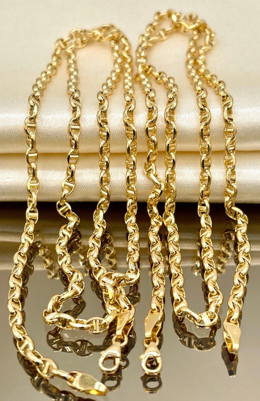 18Karat Gold Anchor Link Chain Necklace,Yellow Solid Gold,Real Gold Chain,(3.5mm)Thick,Birthday Gift,Anniversary Gift,Partner Gift Men/Women