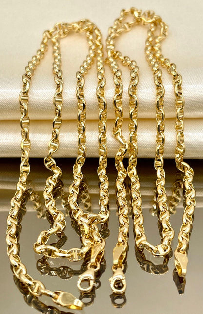 18Karat Gold Anchor Link Chain Necklace,Yellow Solid Gold,Real Gold Chain,(3.5mm)Thick,Birthday Gift,Anniversary Gift,Partner Gift Men/Women