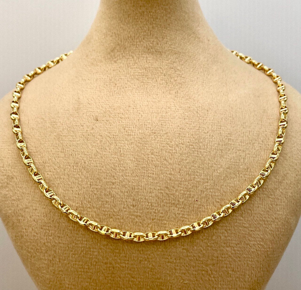18Karat Gold Anchor Link Chain Necklace,Yellow Solid Gold,Real Gold Chain,(3.5mm)Thick,Birthday Gift,Anniversary Gift,Partner Gift Men/Women