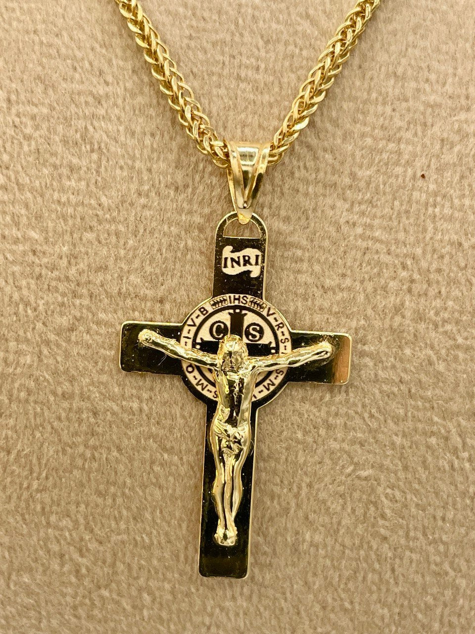 18Karat Gold Cross Necklace Chain,Crusifix Necklace,Jesus Cross,Franco Necklace Chain, Birthday Gift,Gift For Partner Men/Women,Gift For Mom
