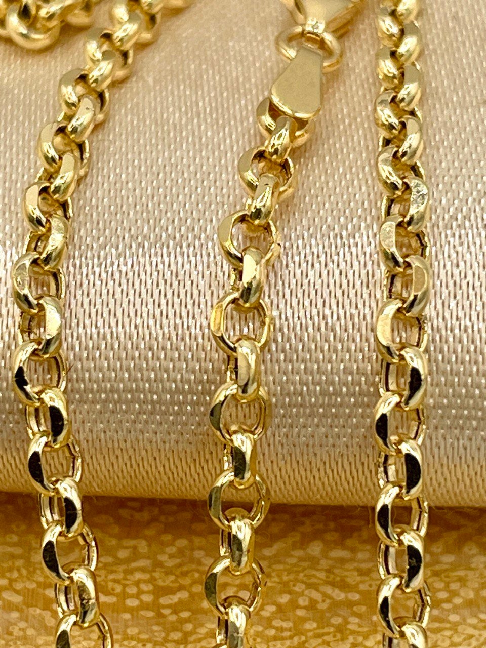 18K GOLD ROLO(3mm)NECKLACE Chain,Real Gold,Solid Gold, Diamond Cut,Yellow Gold,Birthday Gift,Partner Gift,For Her,For Him,Gift For Mom.