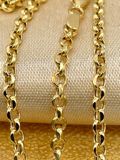 18K GOLD ROLO(3mm)NECKLACE Chain,Real Gold,Solid Gold, Diamond Cut,Yellow Gold,Birthday Gift,Partner Gift,For Her,For Him,Gift For Mom.