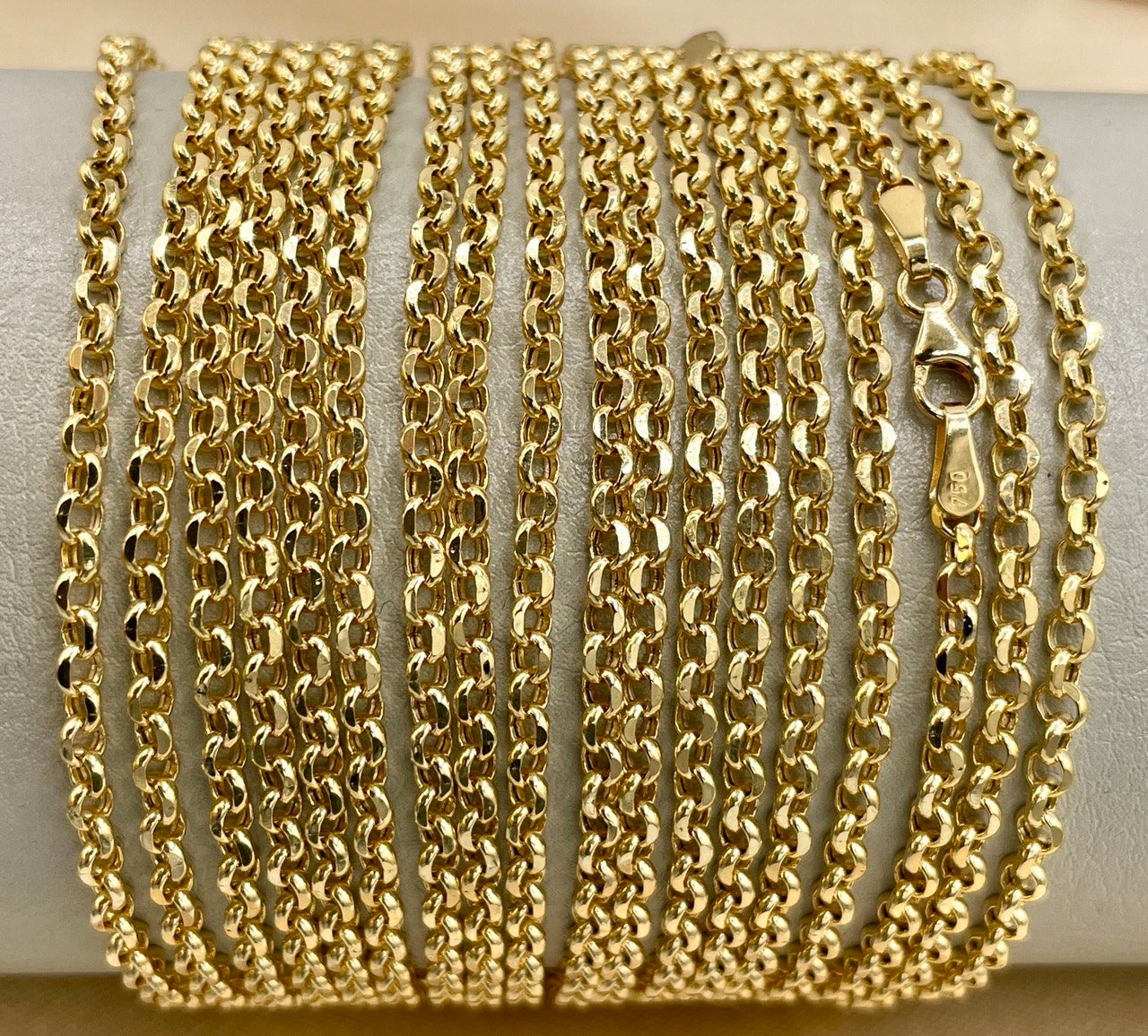 18K GOLD ROLO(3mm)NECKLACE Chain,Real Gold,Solid Gold, Diamond Cut,Yellow Gold,Birthday Gift,Partner Gift,For Her,For Him,Gift For Mom.