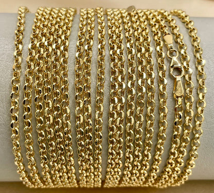 18K GOLD ROLO(3mm)NECKLACE Chain,Real Gold,Solid Gold, Diamond Cut,Yellow Gold,Birthday Gift,Partner Gift,For Her,For Him,Gift For Mom.