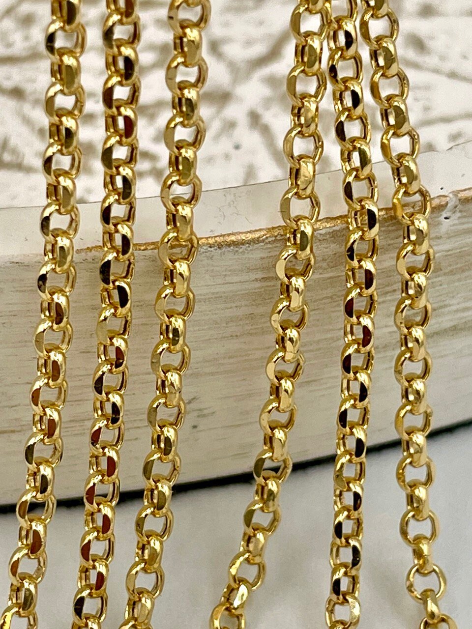 18K GOLD ROLO(3mm)NECKLACE Chain,Real Gold,Solid Gold, Diamond Cut,Yellow Gold,Birthday Gift,Partner Gift,For Her,For Him,Gift For Mom.
