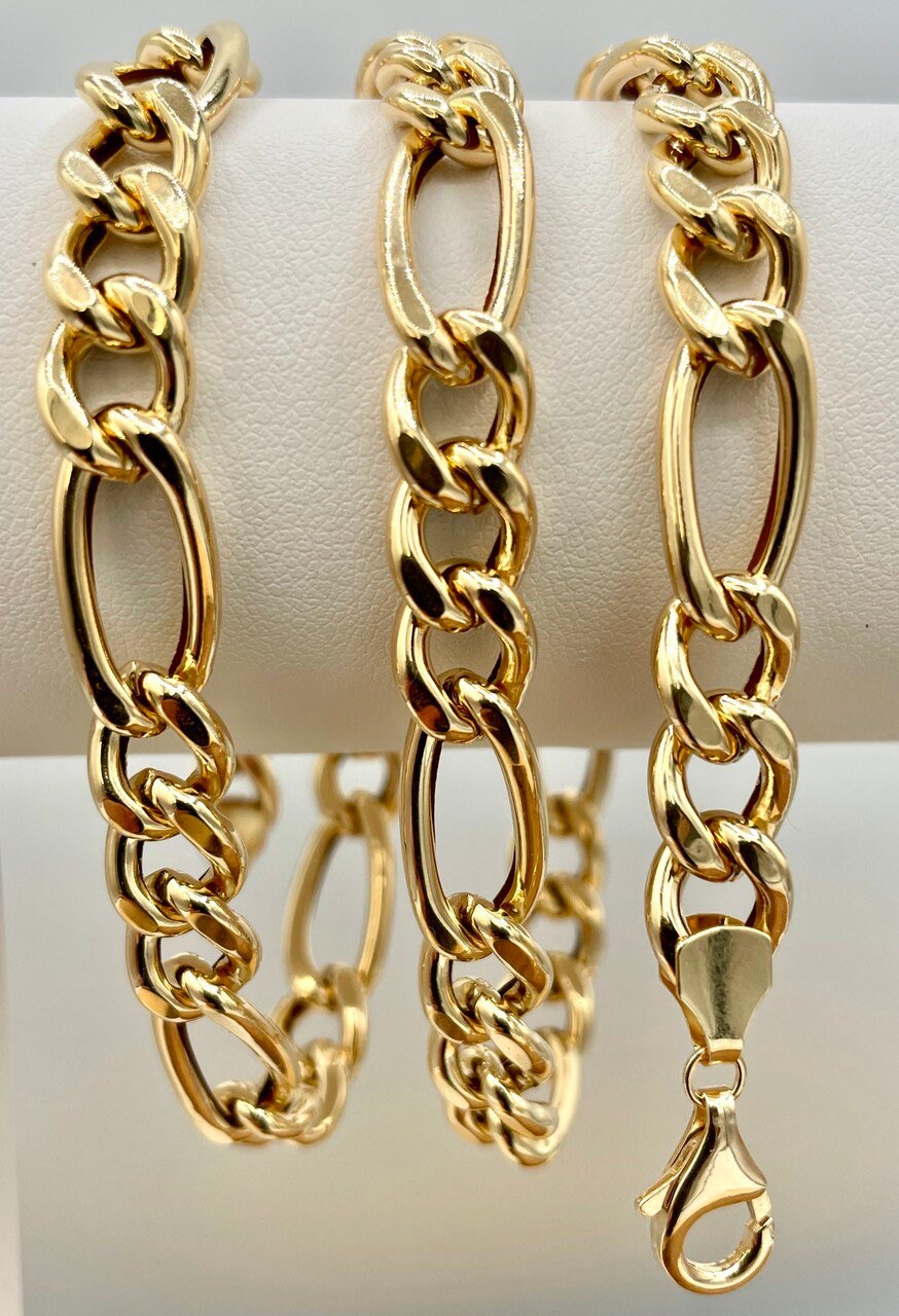 18Karat Gold Figaro Chain Necklace, Real 18K Gold Figaro Monaco Links Chain, Chunky Figaro , Gold Chain For Men/Women, Beautifully Crafted!
