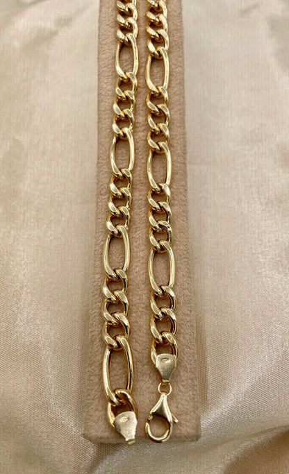 18Karat Gold Figaro Chain Necklace, Real 18K Gold Figaro Monaco Links Chain, Chunky Figaro , Gold Chain For Men/Women, Beautifully Crafted!