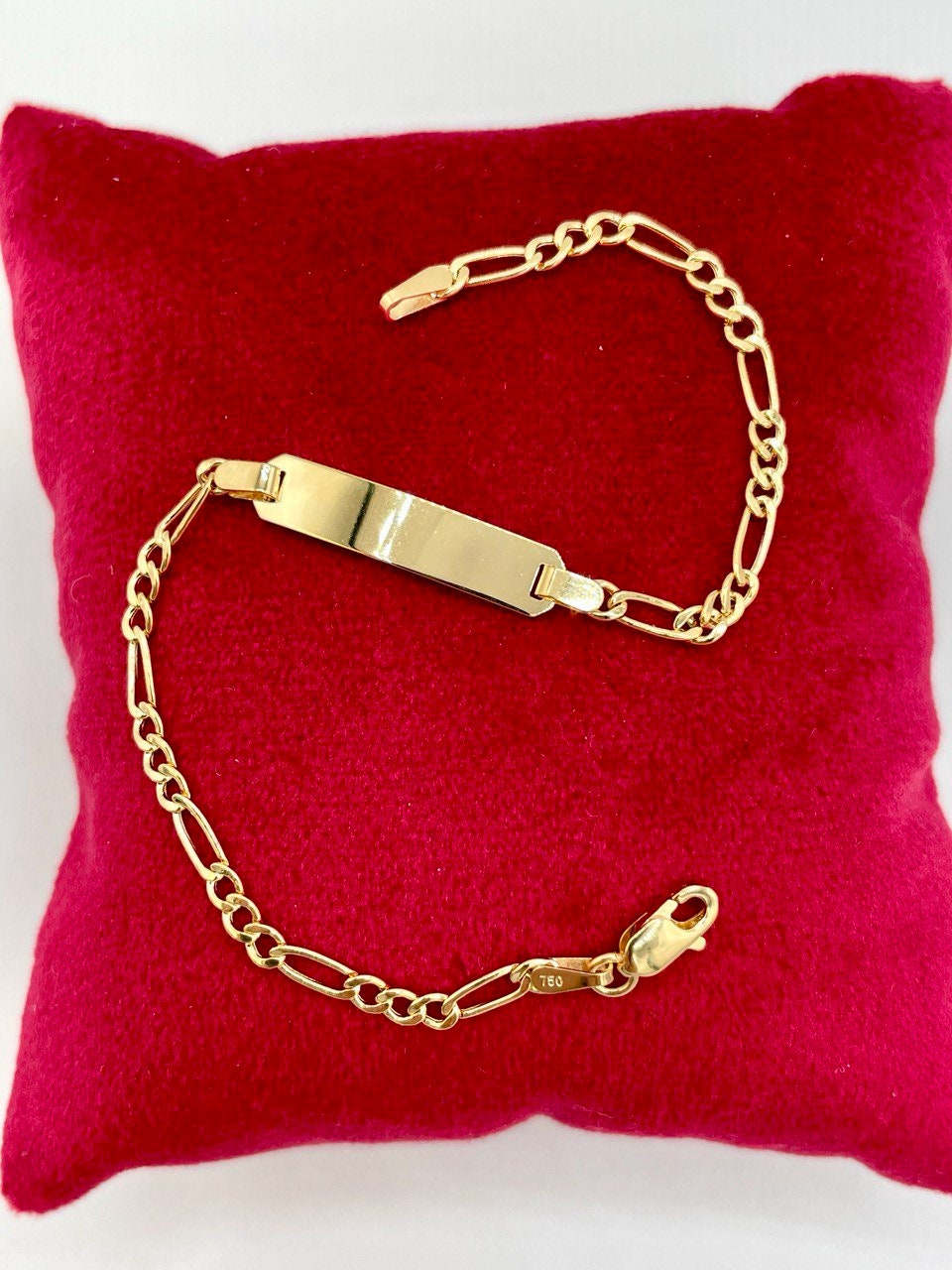 18k Solid Gold Figaro Bracelet, Yellow 18K Gold Figaro Links Bracelet,2.5mm Thick Real Gold Figaro Bracelet for Men/Women,Gifts for Him/Her!