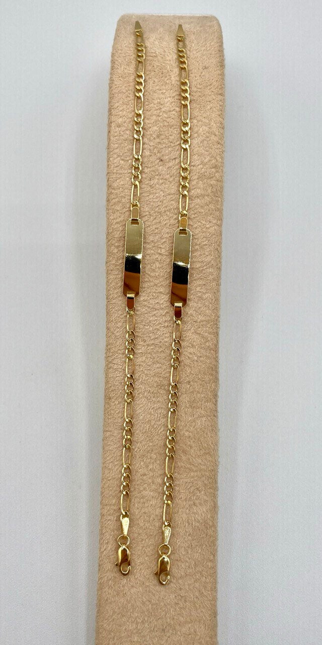 18k Solid Gold Figaro Bracelet, Yellow 18K Gold Figaro Links Bracelet,2.5mm Thick Real Gold Figaro Bracelet for Men/Women,Gifts for Him/Her!