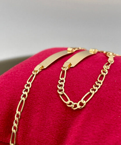 18k Solid Gold Figaro Bracelet, Yellow 18K Gold Figaro Links Bracelet,2.5mm Thick Real Gold Figaro Bracelet for Men/Women,Gifts for Him/Her!
