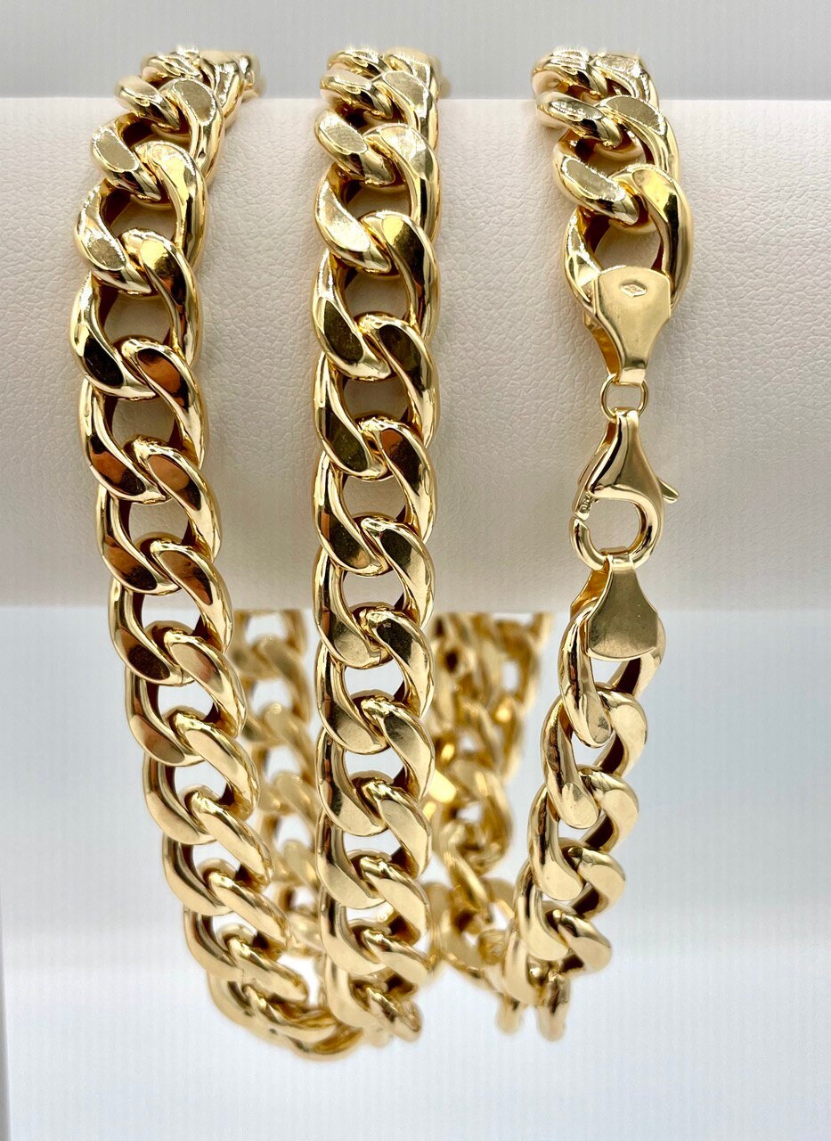 18Karat Gold Curb Necklace (9.4mm) Thick,Real gold,chunky Necklace Chain,Cuban Necklace Link Chain,Birthday Gift ,Gift For Men/Women!