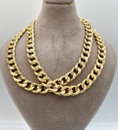 18Karat Gold Curb Necklace (9.4mm) Thick,Real gold,chunky Necklace Chain,Cuban Necklace Link Chain,Birthday Gift ,Gift For Men/Women!
