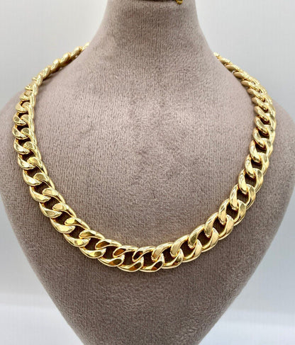 18Karat Gold Curb Necklace (9.4mm) Thick,Real gold,chunky Necklace Chain,Cuban Necklace Link Chain,Birthday Gift ,Gift For Men/Women!