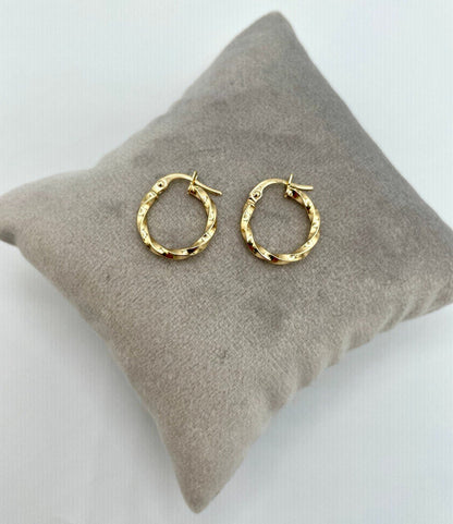 18Karat Gold Twisted Hoop Earring / Real 18Karat Gold Earrings / 14.5mm Braid Twist Hoop in 18Karat Gold,Birthday gift / Gift for Her!