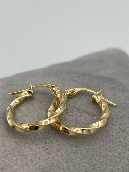 18Karat Gold Twisted Hoop Earring / Real 18Karat Gold Earrings / 14.5mm Braid Twist Hoop in 18Karat Gold,Birthday gift / Gift for Her!