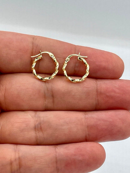 18Karat Gold Twisted Hoop Earring / Real 18Karat Gold Earrings / 14.5mm Braid Twist Hoop in 18Karat Gold,Birthday gift / Gift for Her!