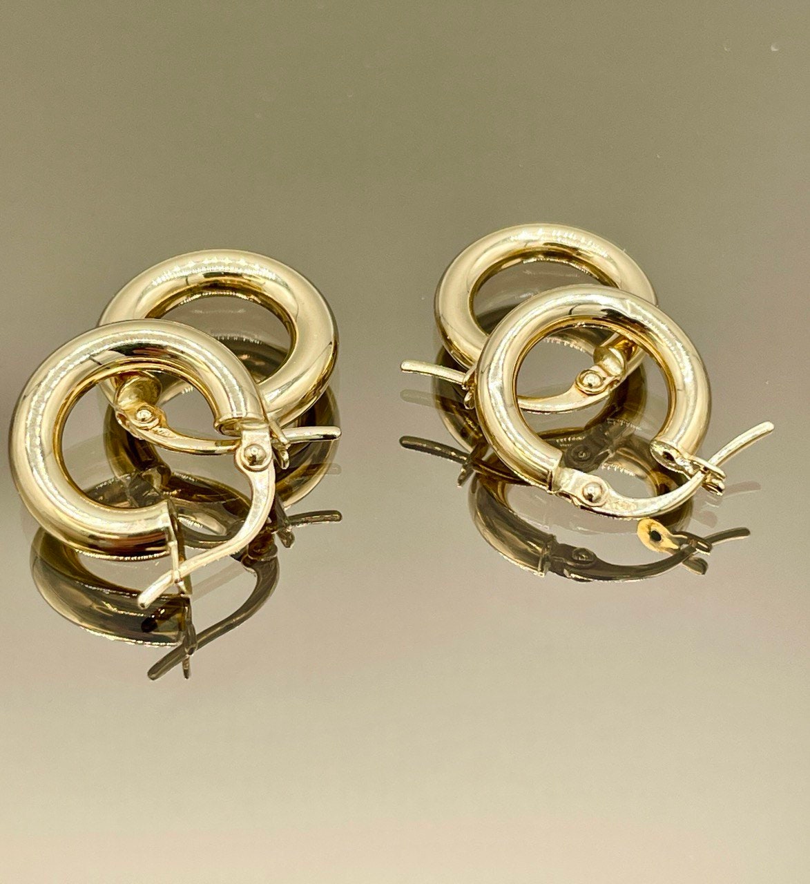 18K Real Gold Thick Hoop Earrings, Chunky Hoops, Polished Chunky Gold Hoop Earrings, Hoops for Women,18K Gold  Hoop Earrings Gift for Her.