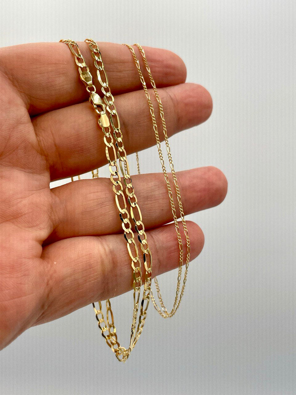 18K Solid Gold Figaro Chain Necklace, Real 18K Gold Figaro Monaco Links Chain, Pure 18K Gold, Gold Chain For Men/Women, Beautifully Crafted!