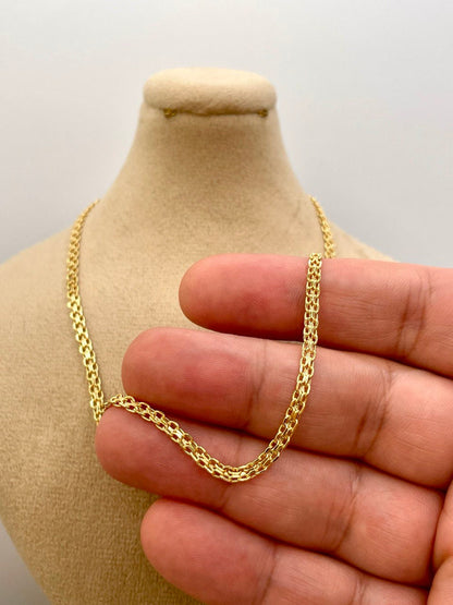 18k Gold Bismark Chain Necklace (2.8mm) Real 18K Gold Chain Necklace, Retro Bismarck Chain, Vintage Look Chain, Elegant Jewelry,Gift for Her
