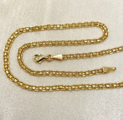 18k Gold Bismark Chain Necklace (2.8mm) Real 18K Gold Chain Necklace, Retro Bismarck Chain, Vintage Look Chain, Elegant Jewelry,Gift for Her
