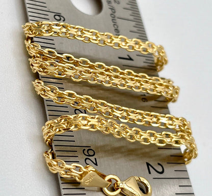 18k Gold Bismark Chain Necklace (2.8mm) Real 18K Gold Chain Necklace, Retro Bismarck Chain, Vintage Look Chain, Elegant Jewelry,Gift for Her