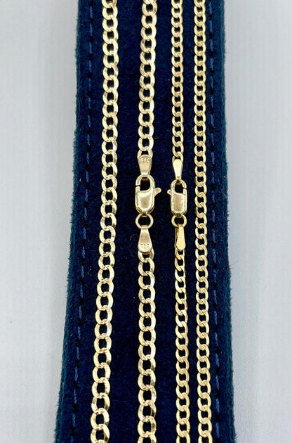 Solid Gold 18K Curb Chain Necklace, Real 18K Gold Miami Cuban Links Chain, 2.2 MM_3 MM Thick, Real Gold Chain for Him/Her, Birthday Gift