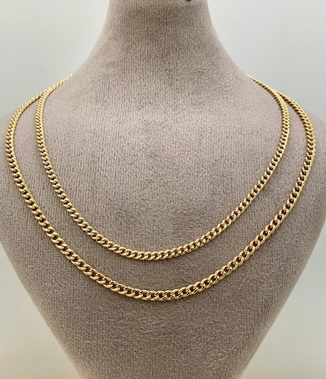 Solid 18K Gold Curb Chain Necklace, Real 18K Gold Miami Cuban Links Chain, 2.7MM_3MM Thick, Real Gold Chain for Him/Her, Birthday Gift!
