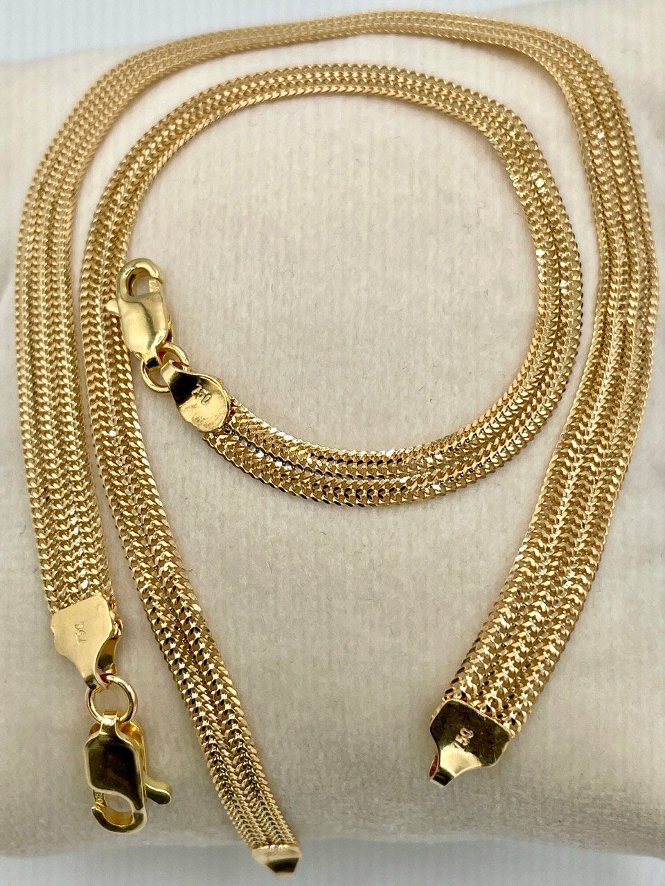 18K Yellow Gold Bismarck Chain Bracelet 7.5” Length | Genuine 18k Gold Bismarck Link Chain Bracelet | Gold Bracelet for Women | Gift for Her