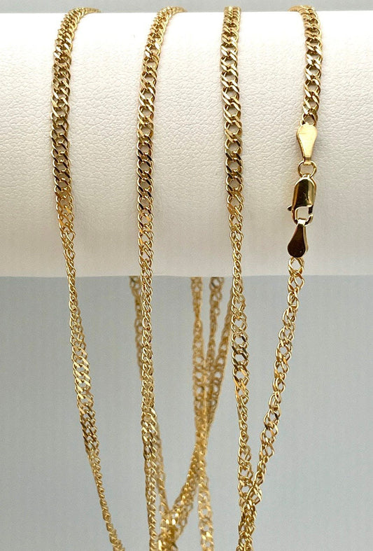 18K Gold Singapor Necklace Chain,Real Solid 18K Gold,Diamond cut and so shiny ,18k Gold Twisted chain , Gold Singapore chain, Unisex chain.