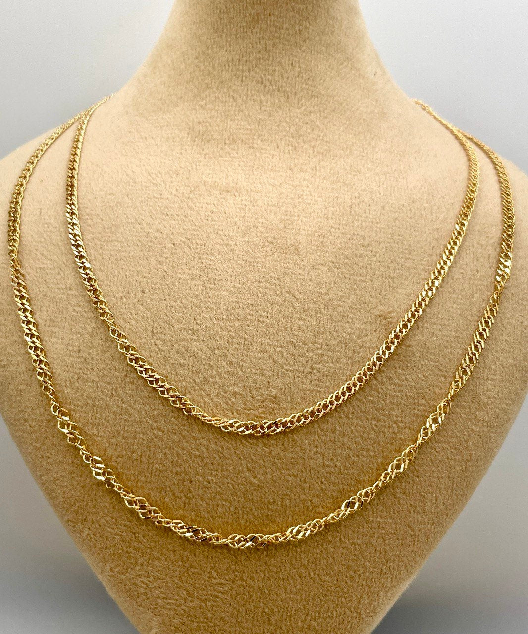 18K Gold Singapor Necklace Chain,Real Solid 18K Gold,Diamond cut and so shiny ,18k Gold Twisted chain , Gold Singapore chain, Unisex chain.