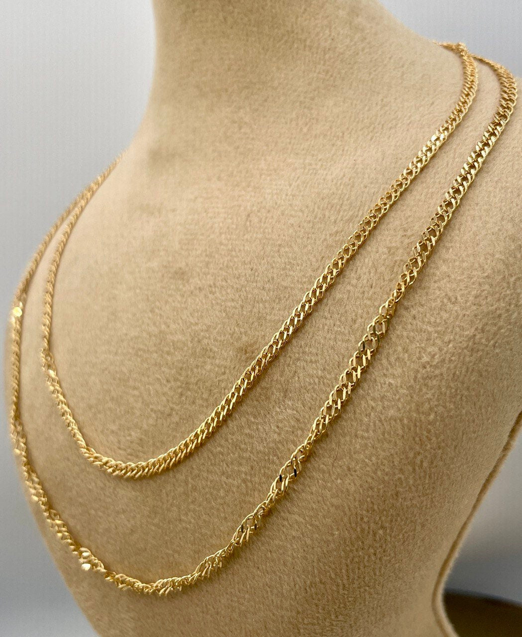18K Gold Singapor Necklace Chain,Real Solid 18K Gold,Diamond cut and so shiny ,18k Gold Twisted chain , Gold Singapore chain, Unisex chain.