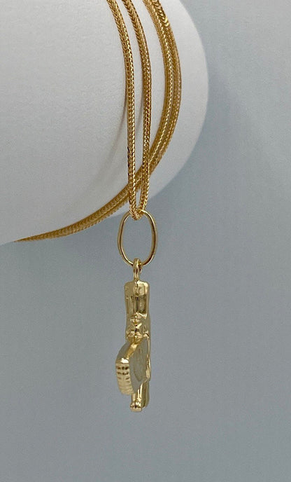 18k Gold Faravahar Necklace, symbol of Ahura Mazda,Handmade in Vancouver,with Franco chain 20",1 mm, Faravahar symbol of Zoroastrian,Gift.