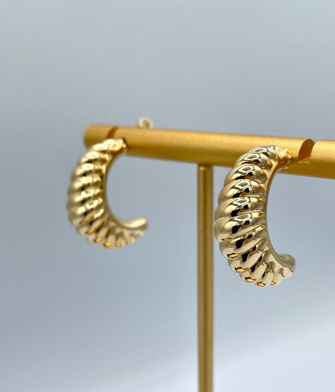 18K Real Gold Thick Hoop Earrings, Chunky Hoops, Polished Chunky Gold Hoop Earrings, Hoops for Women,18K Gold  Hoop Earrings Gift for Her.