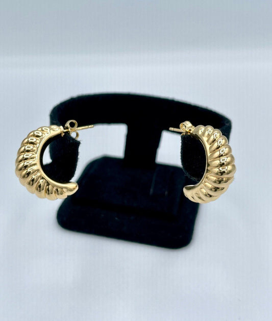 18K Real Gold Thick Hoop Earrings, Chunky Hoops, Polished Chunky Gold Hoop Earrings, Hoops for Women,18K Gold  Hoop Earrings Gift for Her.
