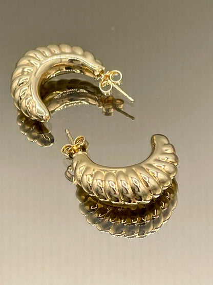 18K Real Gold Thick Hoop Earrings, Chunky Hoops, Polished Chunky Gold Hoop Earrings, Hoops for Women,18K Gold  Hoop Earrings Gift for Her.