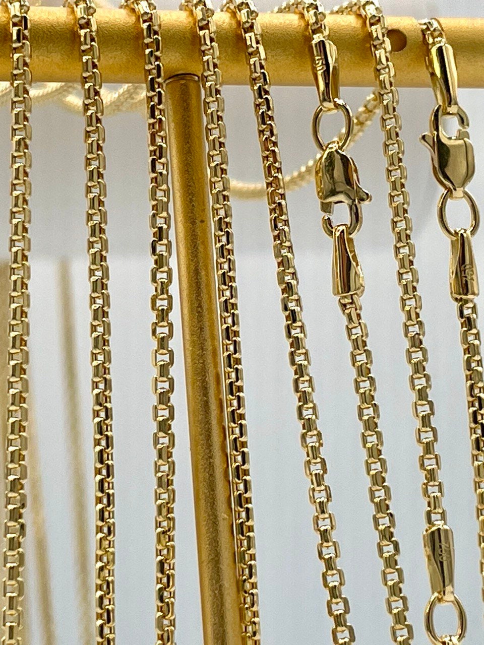 18k Gold Box Chain Necklace,1.5mm(Thick) Real Solid Gold,Timeless Elegance and Luxury Redefined,Gift for Women/Men